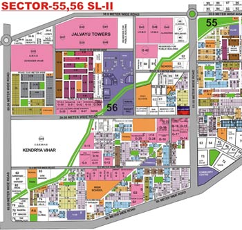 Sushant lok II Sector 55-56 map